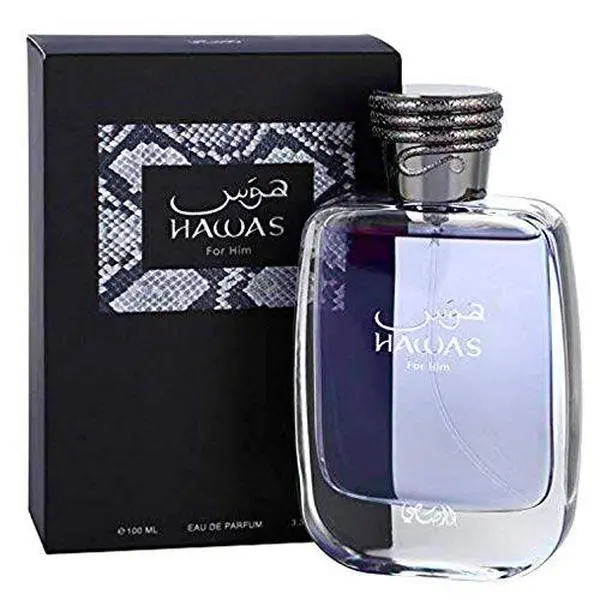 Hawas for Men Eau de Parfum 100ml (3.4 oz) by Rassasi – Men Perfume Fragrance, Long Lasting Aquatic Men’s Perfume