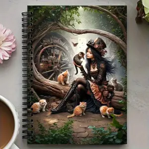 1pc Gothic Halloween Spiral Notebook, Durable Drawing Notebook, 50 pages, 5.5x8.3 inches, with a dark fantasy cover design, suitable for writing, journaling, Bible study, and a unique gift for birthdays, Christmas, Halloween, ideal for stationery lovers