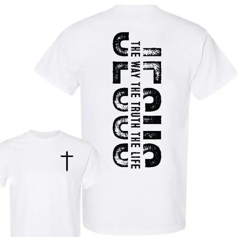 Jesus The Way The Truth The Life T-Shirt | Distressed Cross Graphic Tee | Christian Faith Shirt | Religious Gift Idea | Casual Streetwear | TikTok Viral Faith Tee