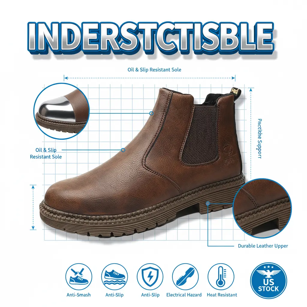 Anti-static Industrial Safety Shoes Puncture-proof Splash-proof Smash-proof Breathable Unisex Chef Work Shoe Waterproof Anti-slip Durable Outdoor Comfortable Shoe