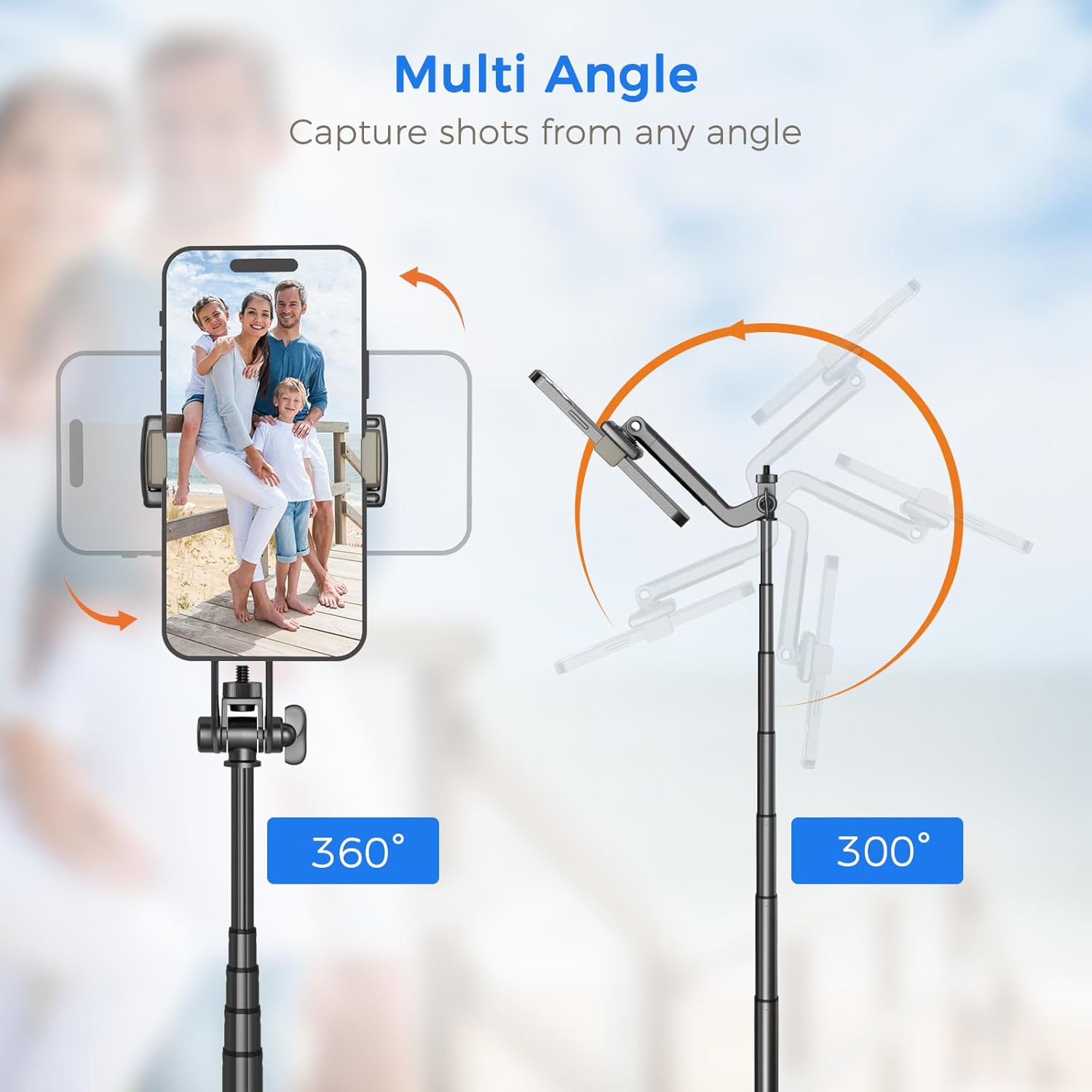 Selfie Stick Tripod for iPhone & Android, 50 Inch Extendable Phone Tripod with Wireless Remote & Phone Holder, Portable Selfie Stick for Travel, TikTok Videos, Vlogging, Photos & Recording