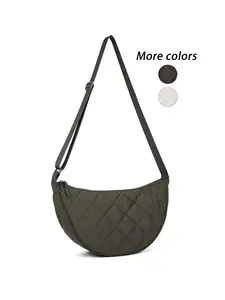 Women's Fashion Crossbody Bag, Dumpling Shape Lightweight Nylon Material, Minimalist Multi-Functional Design, Adjustable Strap, Travel & Daily Use, Nylon Purse