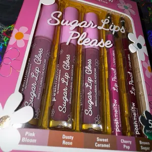 Fruit Face Lip Gloss Set Colorful Glossy Sugar Lips Please Lip Liner & Gloss Set - Pink Bloom Dusty Rose Sweet Caramel Cherry Pop Brown Sugar Makeup lip shine Gloss Moisturizer Moisturizing Lip Gloss Long Lasting Nude Juicy Gloss Cute Lip Oil with Brush