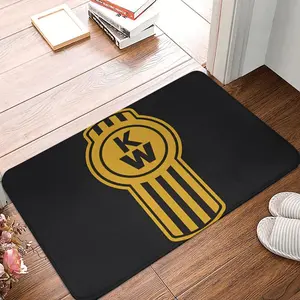 1pc KW Non-Slip Door Mat - Black and Yellow Striped Welcome Mat, Suitable for Kitchen, Entryway or Bathroom - Machine Washable Polyester Flannel with Rubber Backing, Enhanced Grip, Bath Mat, Christmas Decoration