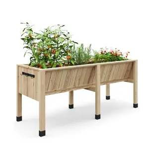 GAOMON 45x23x30 Inch Raised Garden Bed with Legs,13.7In Depth Wooden Planter Box for Outdoor Growing Vegetables and Herbs,Elevated Garden Bed with Hooks for Backyard,Patio,Balcony