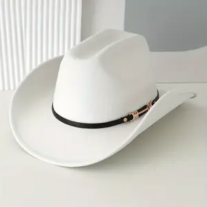 Unisex Khaki Polyester Cowboy Hat - Wide Brim, Lightweight Felt, Classic Shape, Adjustable Snapback, Suitable for Western Events, Outdoor Activities, Costume Use