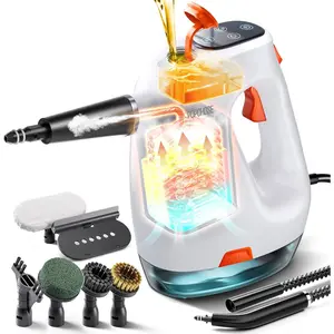 Steam Cleaner with Detergent Dispenser, 15s Heat-Up Handheld Steam Cleaner for Home, 500ml Removable Water Tank, Lightweight Portable Steamer for Cleaning Grout, Windows, Kitchen, Easy Refill