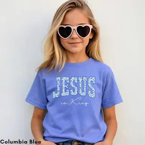 Jesus Is King Girls Shirt, Christian Youth Tee, Faith Shirt, Religious Gift for , Baptism Church Wear, Trendy Christian Apparel, God Tee