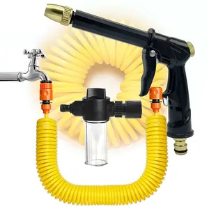 High Pressure Car Wash Hose, Spring Soft Tube, Garden Water Gun, Adjustable Extension Rod, Rubber Handle Sprayer, Portable Gardening Tool