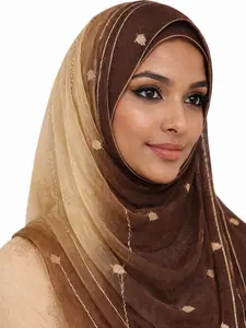 Luxury Golden Brown Hijab – Premium Dubai Style Chiffon Scarf for Women | Elegant Dual Tone Ombre Design with Soft Fabric, Lightweight Feel & Perfect Everyday and Occasion Wear | Made for Modern Modest Fashion Lovers