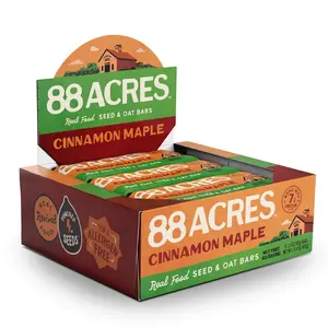88 Acres Cinnamon Maple Seed + Oat Bars – 9 Pack, Soft-Baked Chewy Granola Bars with Real Cinnamon & Maple Syrup, Allergen-Free, Plant-Based, Gluten-Free, Healthy Snack for On-the-Go or Breakfast