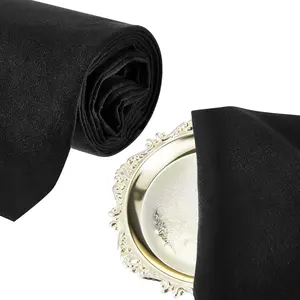 Jecery 2 Yard Anti Tarnish Silver Cloth Luxury Polishing Cloth by The Yard for Jewelry Silverware Flatware Silversmith Storage (Black)