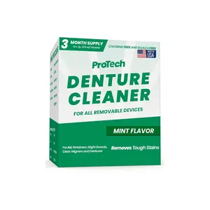ProTech Retainer Cleaner - 90 - 120 Cleanings (0.23 Per Cleaning) 12 Pack/3 Month Supply - For Clear Aligners, Dentures, Retainers, Mouth Guards & Night Guards - Cleaning Crystals, Mint