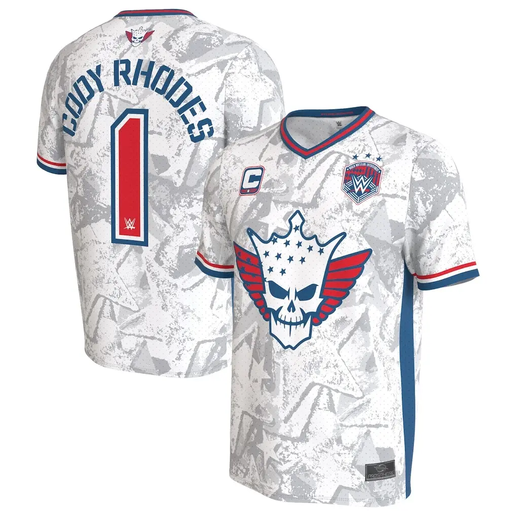 Cody Rhodes Number 1 Soccer Jersey WWE Skull Wings Stars Print Loose Fit Tshirt For Fan Gym Streetwear Casual Outfit Spring Fall Winter Sports Tee American Nightmare Graphic Top Gift
