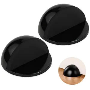 Self Adhesive Door Stoppers, Stainless Steel No Drill Rubber Floor Door Stop, Half Dome Adhesive Wall Protector for Bedroom Living Room Bathroom Office