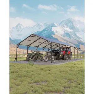Heavy Duty Steel Metal Carport 20x30 - Outdoor Storage Shelter with Vertical Roof - All-Weather Protection for Multiple Vehicles, Full-Size Trucks, Boats, Tractors
