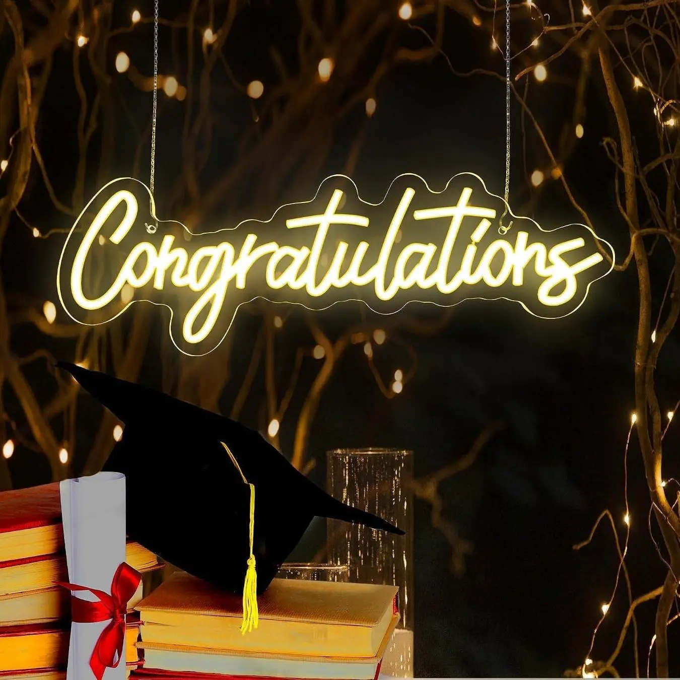 Congratulations Neon Light Sign | Congratulations Light Up sign for 2026 Graduation | Graduation Decorative Lights | Congratulations Backdrop for Grad Decorations Class of 2026