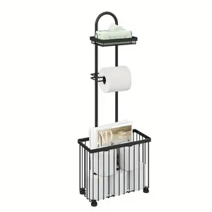 Heavy Duty Toilet Paper Holder With Storage Space 6 Roll Capacity Oil Rubbed Bronze Freestanding Toilet Tissue Stand Easy Assembly Space Saving
