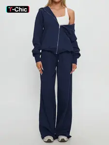 Women's Fall Winter Long Sleeve Zipper Hoodie & Pants 2 Piece Set, Sweatsuit Outfits, Ladies Tracksuit, Casual Sportswear