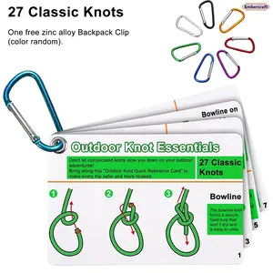Ultimate Knot Tying Guide Card - 27 Essential Rope Knots for Camping, Boating & Survival, Waterproof Pocket Reference Tool, Cool Gadget Gift for Outdoorsmen, Scout & Fishing Skills Learning Kit