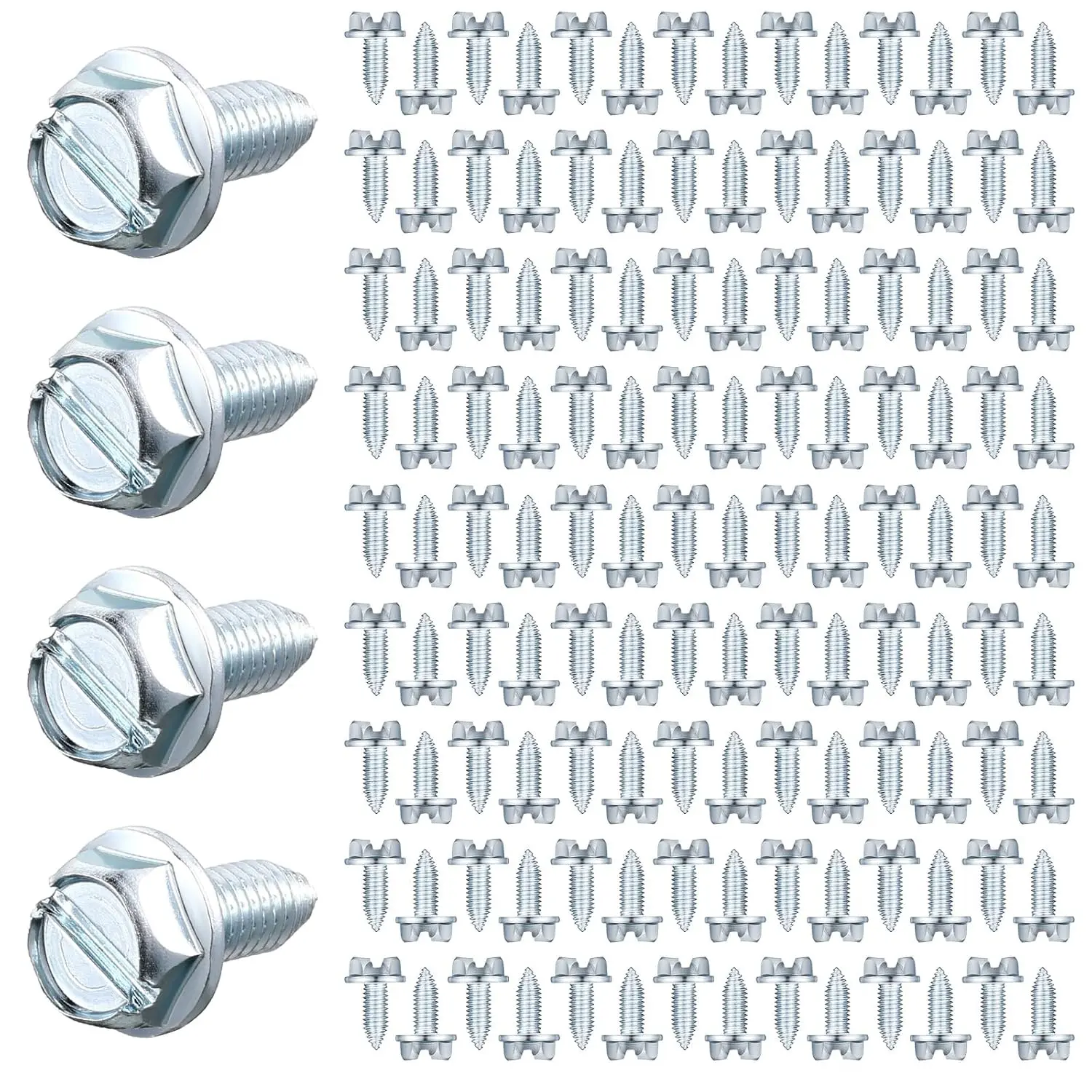 Tandefio 100-Piece Carbon Steel License Plate Screws Bulk - 6x16mm Metric Size Slotted Hex Head Easy Tighten Rustproof Bolts, Fasteners for Automobile Dealers, Vehicle Frames