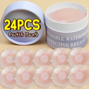 Charm Studio 2-24PCS Invisible Self Adhesive Chest Paste Reusable Sticker Breast Petal Strapless Lift Up Bra Pad Silicone Petal Nipple Cover Womenswear Casual Fashion Spring
