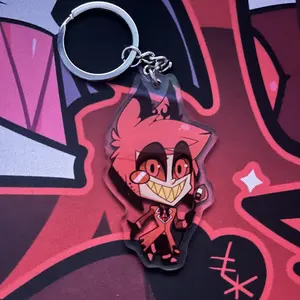 Acrylic Keychain Alastor Hazbin Hotel Double sided 2.7 in double boarded steel keyring topper