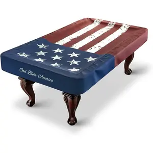 Waterproof Heavy Leatherette Fitted Pool Table Cover, Indoor/Outdoor Billiards Accessories for Protecting Felt, Fits 7/8/9 Feet Pool Tables, Red & Blue Billiard Cover (8FT)