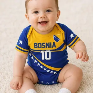 Custom Bosni'a Baby Bodysuit, Personalized Name Number Soccer Baby Outfit, Bosnia Football Jersey Babysuit , Newborn Fan Gift Bodysuit