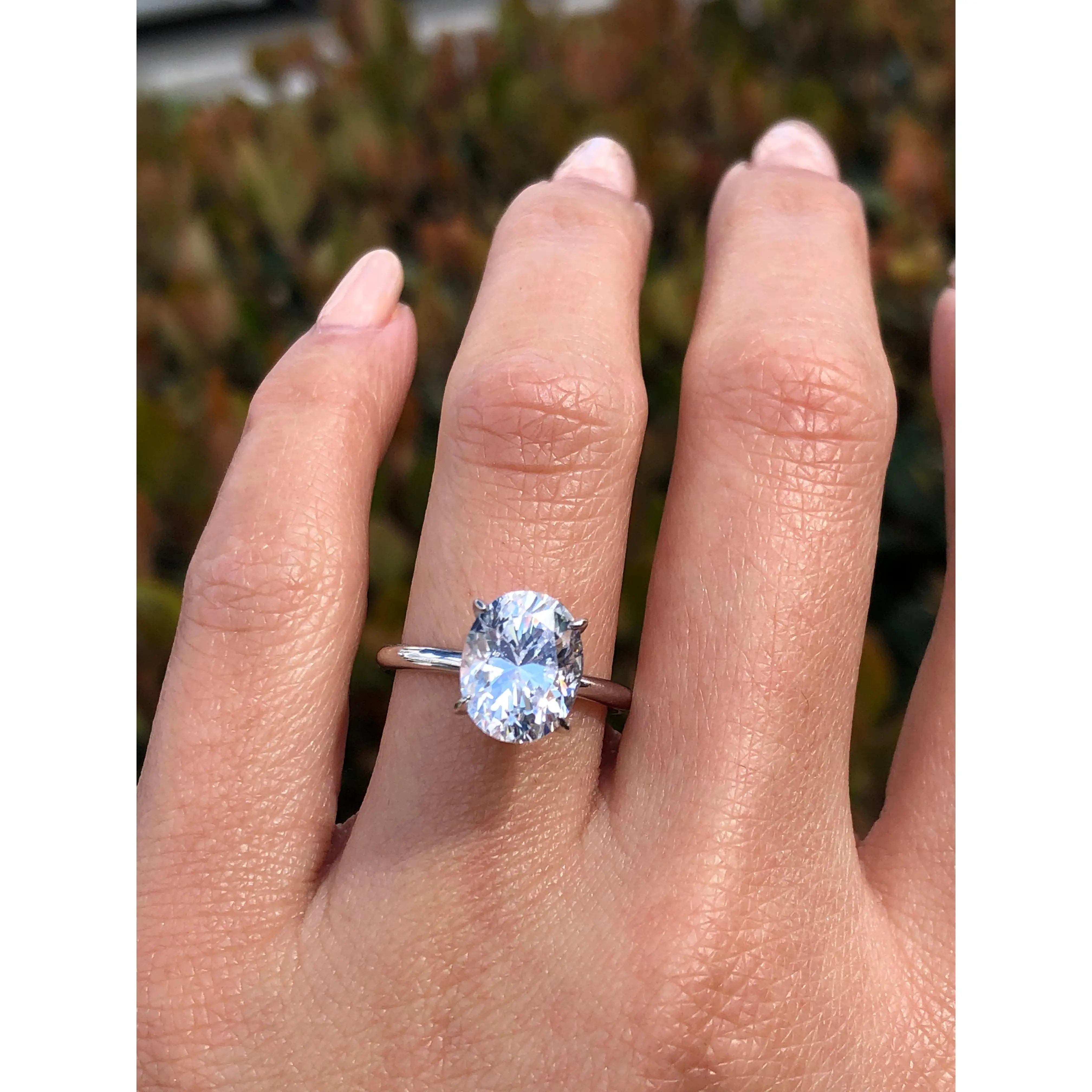 14K Gold 3.00 Carat Oval Lab Grown Diamond Under Halo Engagement Ring