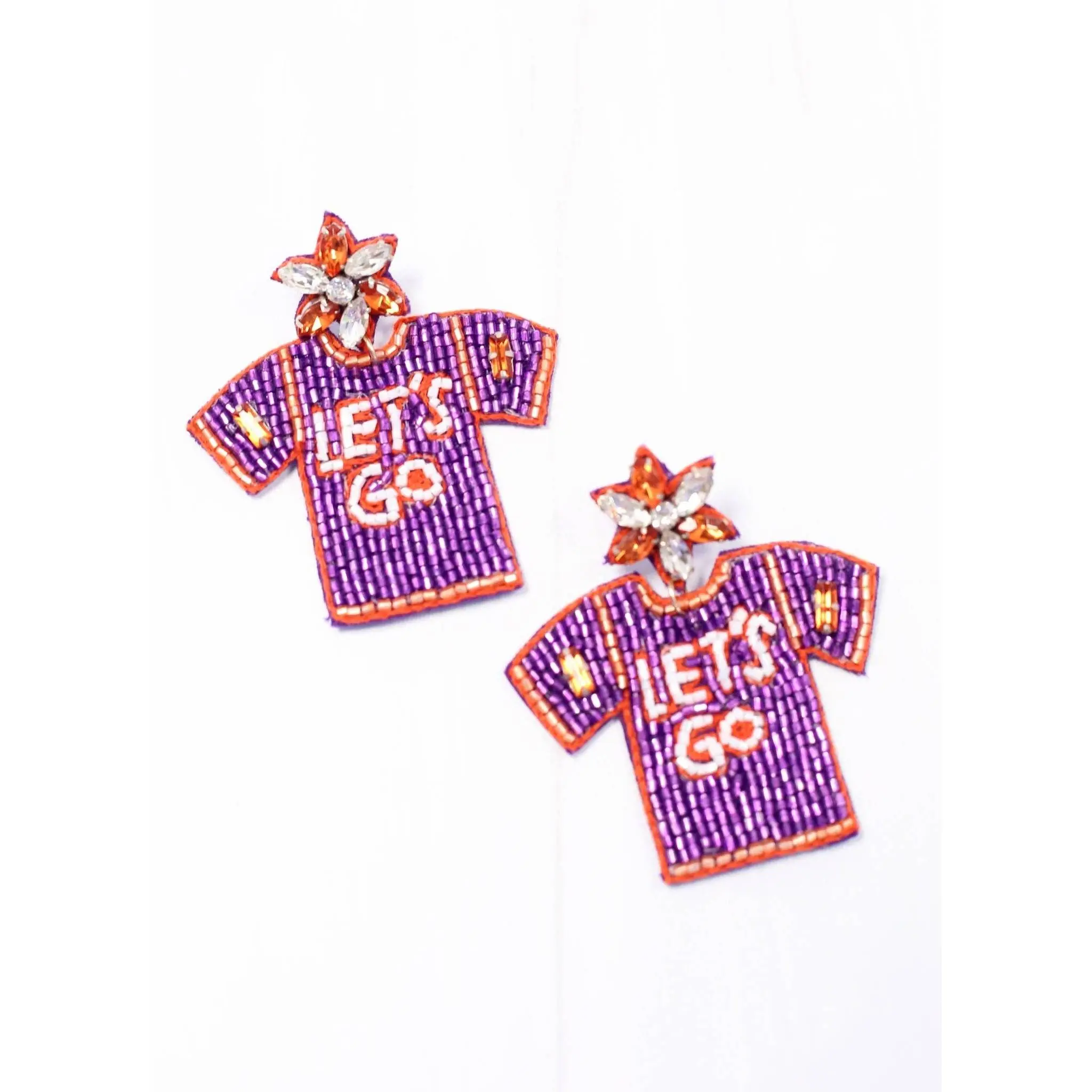 Let's Go Jersey Beaded Earring PURPLE ORANGE
