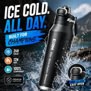 33/50oz Portable Stainless Steel Vacuum Insulated Water Bottle with Handle Lid, Sports Tumbler Keep Hot 12H/ Ice Drinks 24H, Leakproof Travel Mug Flask for Gym Hiking Office Camping Outdoor Gift for Men Women