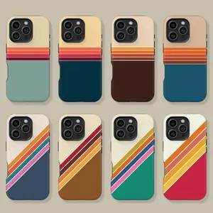 70s Style Stripes Design Phone Case For Iphone 16 15 14 13 12 11 Pro Plus Max, Retro Stripes Protective Cover