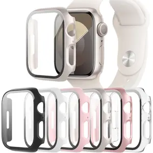 6-Pack Case Compatible With Apple Watch 40mm Series SE 3(2025),SE 2,SE,6,5,4 For Tempered Glass Screen Protector, Ultra-Thin Hard PC Full Protective Face Cover Bumper For Watch 40 mm