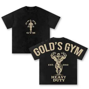 Heavy Duty Gold’s Gym Vintage Washed Oversized Workout T-Shirt – Bodybuilding Pump Cover Graphic Tee, Heavyweight Cotton Muscle Training Shirt, Body Fitness Streetwear Summer Outfit Gift Shirt for Gym Lovers .