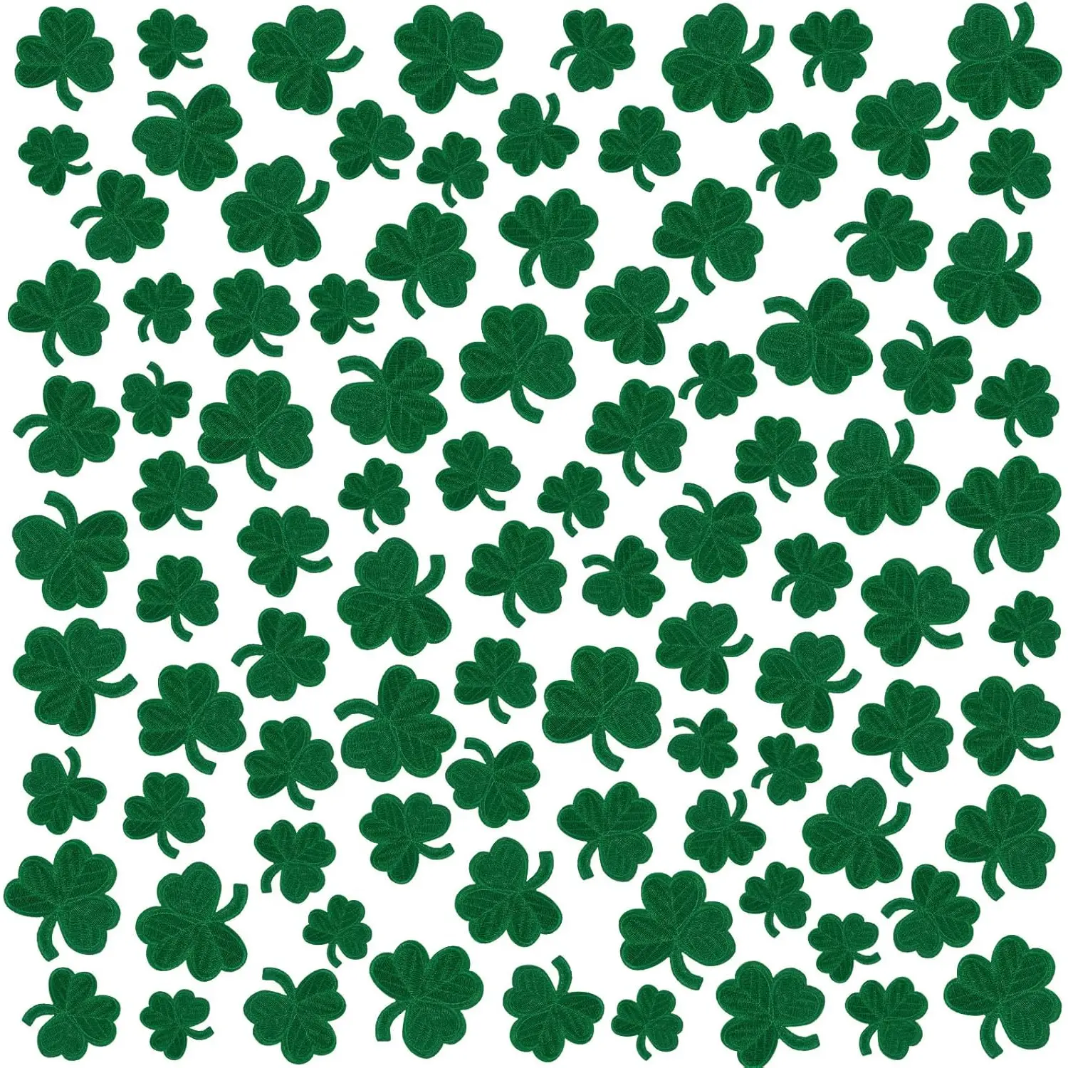 Embroidered Shamrock Patches, 32-Piece Irish Polyester Iron-On/Sew-On Appliques for St. Patrick's Day Crafts, Clothing & Hats for Adults