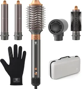 Webeauty 5-in-1 Ceramic Negative Ion Hair Dryer Brush, 110000 RPM Fast Dry Hot Air Brush, Multifunctional Curling Straightening Styling Brush Lightweight Quiet for Home Salon Travel with Storage Case