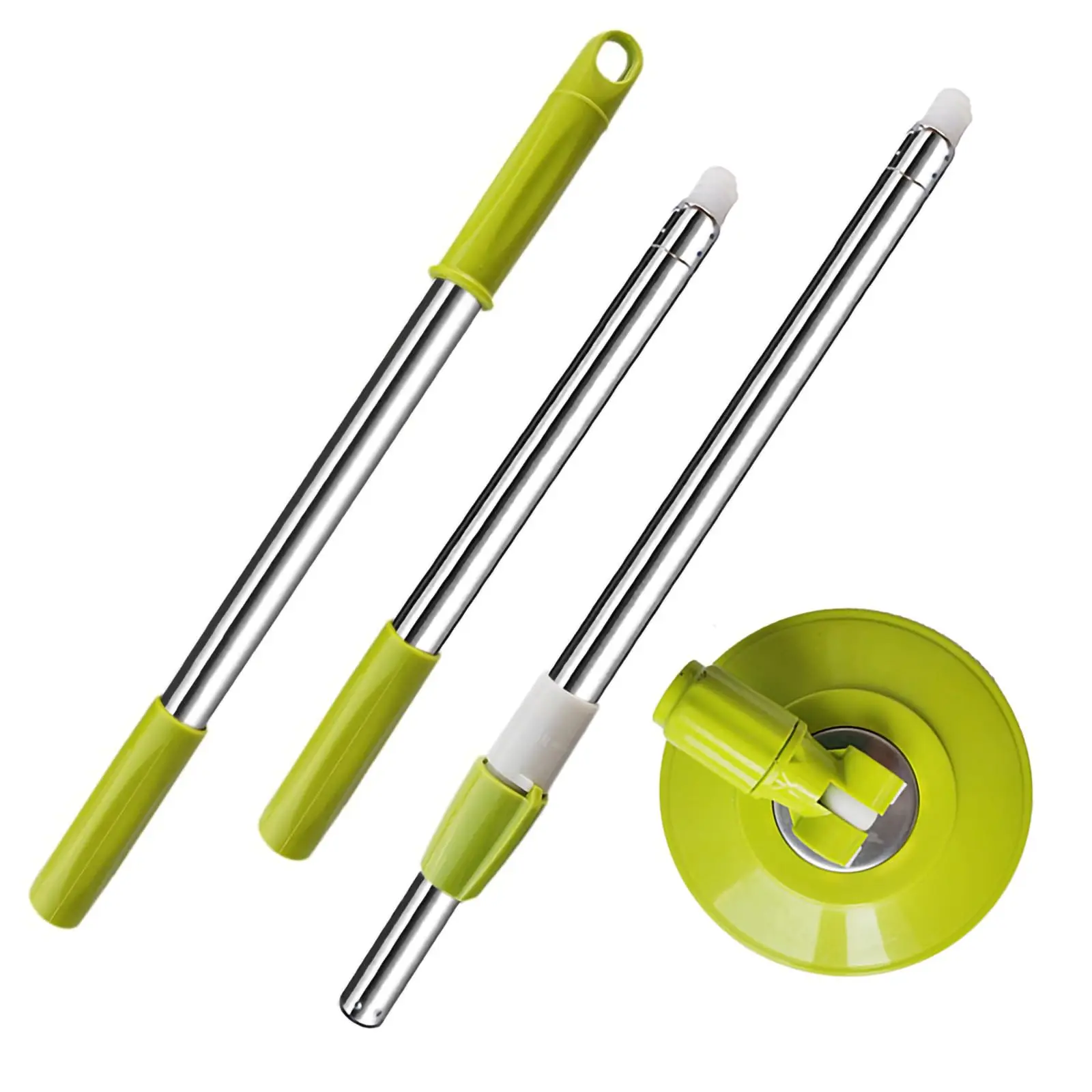 Extended Spin Mop Replacement Mop Handle, Upgraded 60-inch 360 Degrees Rotating Telescopic Replacement Mop Stick for Spin Mop Bucket Cleaning System Floor Cleaning (Plastic Disc, Green)