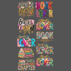 Book Lover Premade Gangsheet 10 Transfers Ready to Press DTF Transfer Hot Peel for Adult Prints