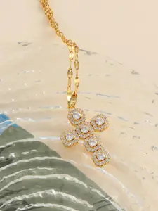 Rhinestone Decorated Cross Pendant Necklace with Box & Greeting Card, Elegant Jewelry for Party, Trendy All-match & Exquisite Jewelry for Birthday Gift, Jewelry Gifts