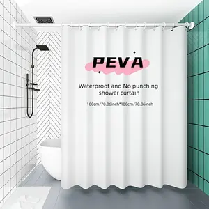 HOT 100% PEVA Plastic Shower Classic Solid Color Bathroom Waterproof Thin And Quick-drying Home Hotel Partition Door No Punching And Free Hook 71in*71in