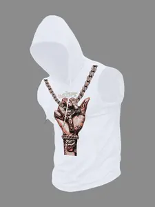 Men's Gym Sports Tank Top, Trendy Print Sleeveless Muscle T-Shirt for Bodybuilding, Comfortable Lightweight Activewear for Daily Casual Life, Athletic Activewear, Sports Fitness Vest