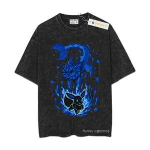 Vaporeon Mineral Washed Shirt, Eevee Shirt, Poke Shirt, Pkm Shirt, Anime Shirt, GONOLY Anime Manga Vintage Oversized Shirt