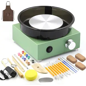 Mini Pottery Wheel Kit for  & Beginners Two-Way Rotation Electric Pottery Machine Adjustable Speed with 18 count Accessories Tools, DIY Craft for Teens Adults