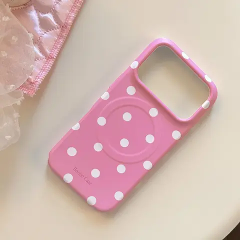 Magnetic Polka dot Phone Case For iPhone 17 Pro Max, 16 Plus, 15, 14, 13 - Compatible with MagSafe,Matte Slim Durable, Shockproof Handheld Cellphone Devices Cover,Aesthetic Protective Phone Cover for Women Girl