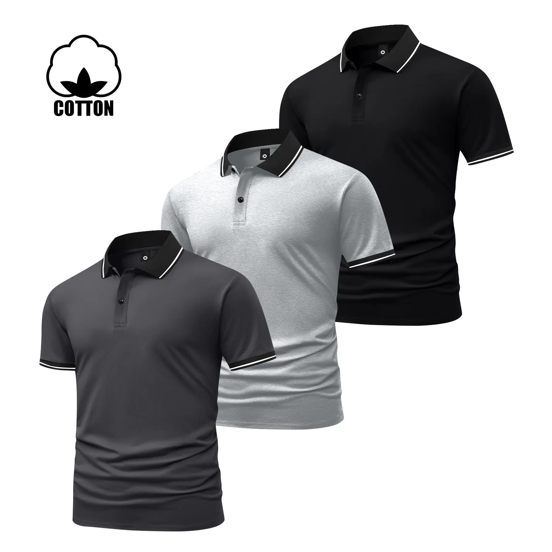 Men’s Summer Short-sleeve Cotton Polo Shirt with A Buttoned Turn-down Collar fashionable Casual Sporty Suitable for Outings Work Golf Fishing Camping and Gifting To A Boyfriend or Husband Ideal for Holiday Wear Trendy Menswear Clothes Top Basic Classic