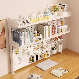 Desk Storage Shelf Student Dormitory Study Table Bookshelf Desk Multi-layer Desktop Hole Board Finishing Rack-7