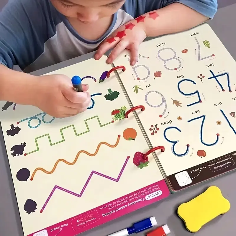 Kids' Educational Numbers and Shapes Activity Book, Interactive Tracing Pages, Coloring Pages (Toys & Hobbies, Educational Toys)