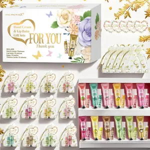 12sets/box Bulk Gift Set Lip Balm Set and Hand Cream Set Smooth Skin Gifts for Party Party Gifts for Brides Getting Married Gifts for Guests Company Team Building Gifts Distribution Thank You Gifts for Friends