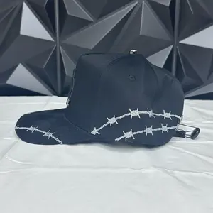 Black Hat with White Barbed Wire Designs for Stylish Outfits